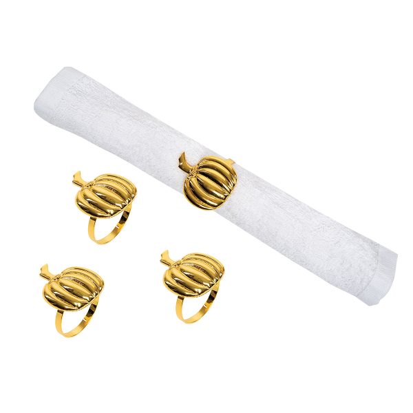 Gold Pumpkin Napkin Ring, Set of 4 on Sale