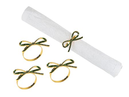 Green Ribbon Napkin Ring, Set of 4 Hot on Sale