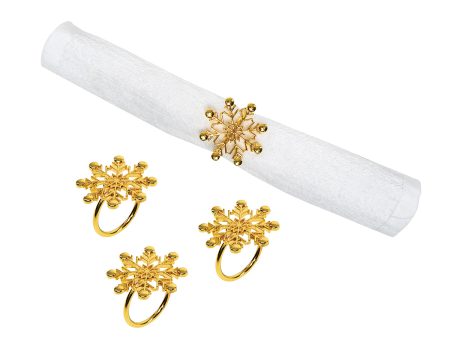 Gold Winter Snowflake Napkin Ring, Set of 4 Fashion