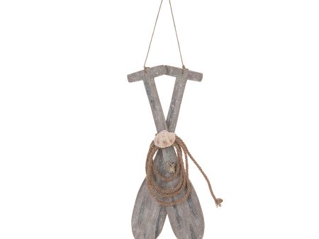 12 in. MDF Double Oar with Rope Ornament For Sale