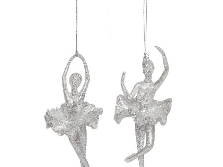 White Shimmer Ballerina Ornaments, Asst. 2 Supply