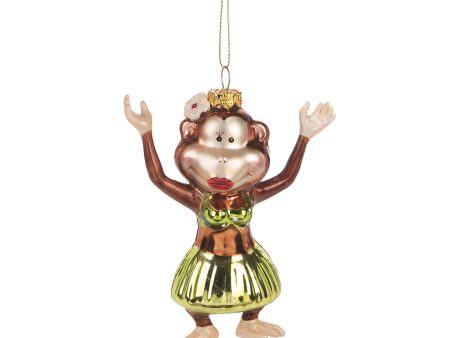 4 in. Glass Hula Monkey Ornament Online now