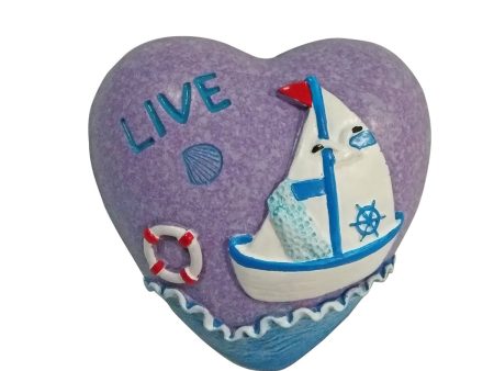 Polyresin Heart with Sailboat Pebble Sale