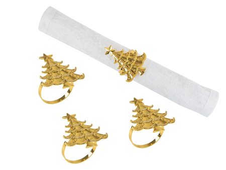 Gold Christmas Tree Napkin Ring, Set of 4 Cheap