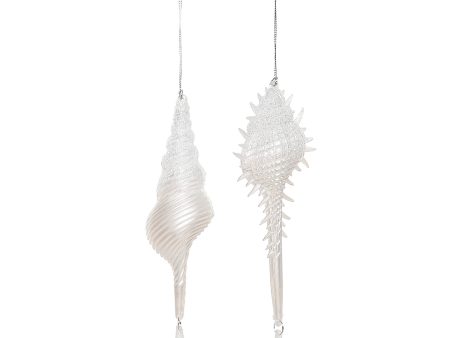 White Shimmer Shells Ornaments, Asst. 2 Fashion