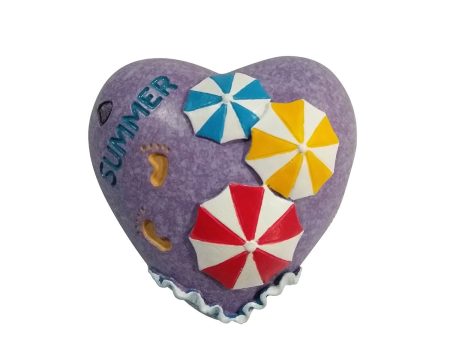 Polyresin Heart with Umbrellas Pebble Online