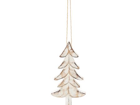 Wooden White Carved Tree Ornament Discount