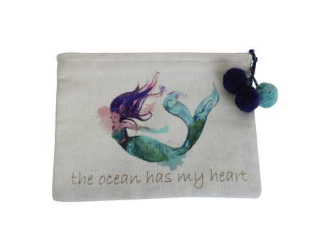 8 in. Cotton Mermaid Heart Zip Top Bag For Cheap