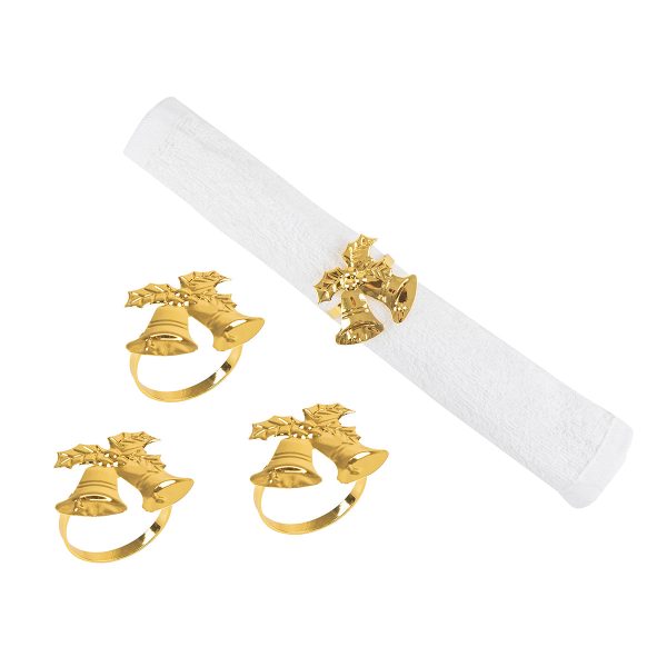 Gold Bells Napkin Ring, Set of 4 Supply