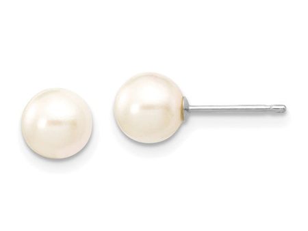 14k White Gold 6 - 7mm Saltwater Akoya Pearl Earrings Cheap