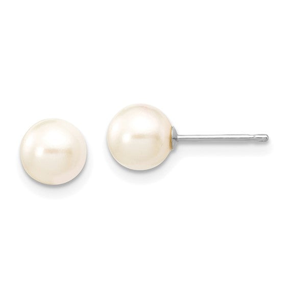 14k White Gold 6 - 7mm Saltwater Akoya Pearl Earrings Cheap