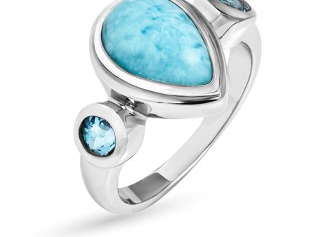 Silver Larimar with Blue Topaz Ring Cheap