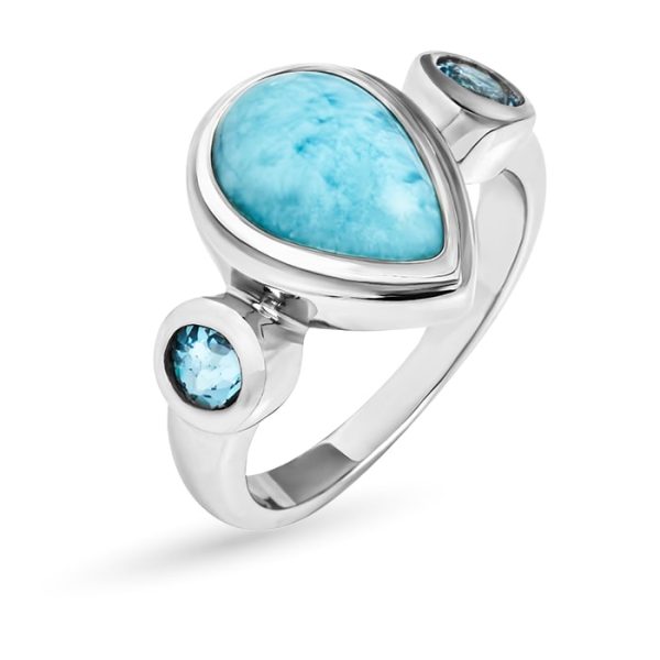 Silver Larimar with Blue Topaz Ring Cheap