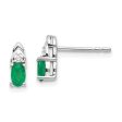 14k White Gold Emerald & Diamond Earrings Supply