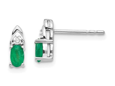 14k White Gold Emerald & Diamond Earrings Supply