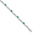 14k White Gold .01cttw Diamond and 1.98ctw Emerald Bracelet Supply