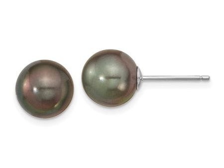 14k White Gold 9-10mm Cultured Tahitian Pearl Earrings For Cheap