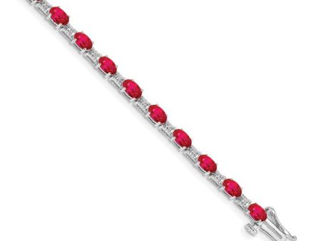 14k White Gold 4.62cttw Ruby & 0.09cttw Diamond Bracelet Online