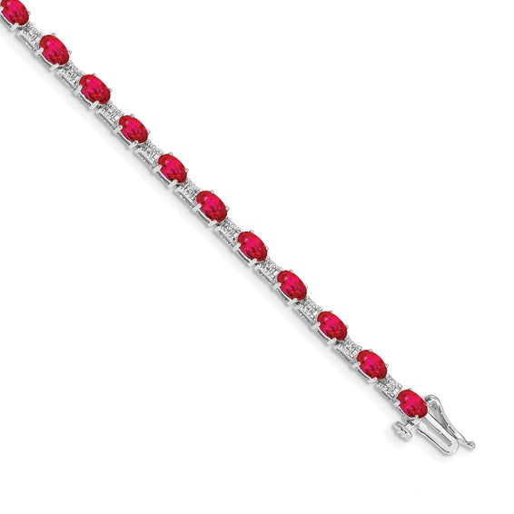 14k White Gold 4.62cttw Ruby & 0.09cttw Diamond Bracelet Online