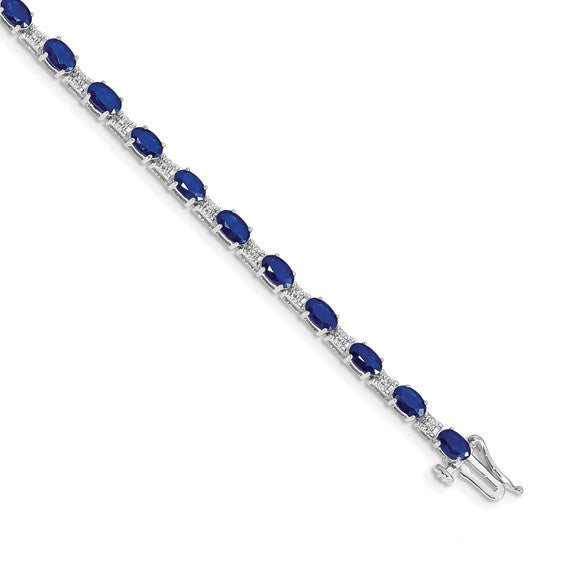 14k White Gold .088cttw Diamond & 4.62ctw Sapphire Bracelet Online