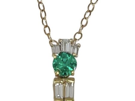 14k Yellow Gold Diamond & Emerald Pendant Online now