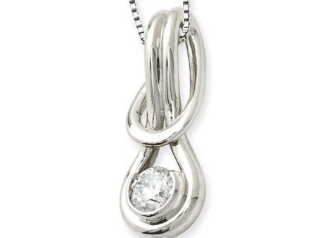 14k White Gold .33cttw  Everlon Knot  Diamond Pendant Fashion