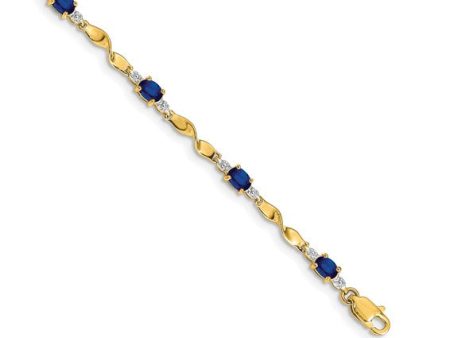 14k Yellow Gold 1.76ctw oval Sapphire and .01cttw Diamond Bracelet Online Sale