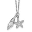 Sterling Silver Diamond Shell and Starfish Necklace For Sale