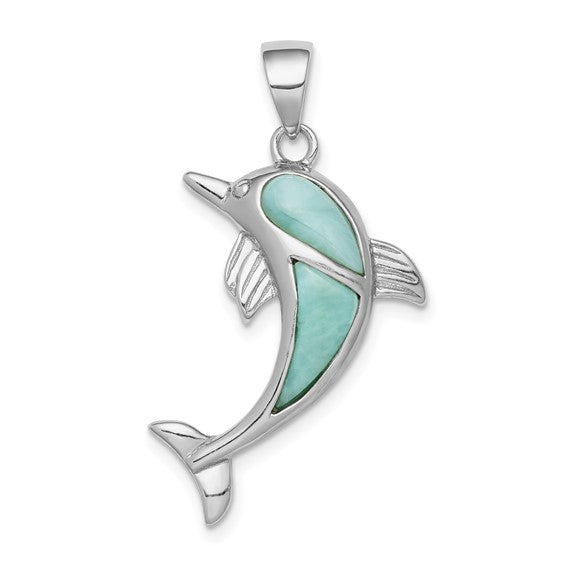 Sterling Silver Larimar Dolphin Pendant Online Hot Sale